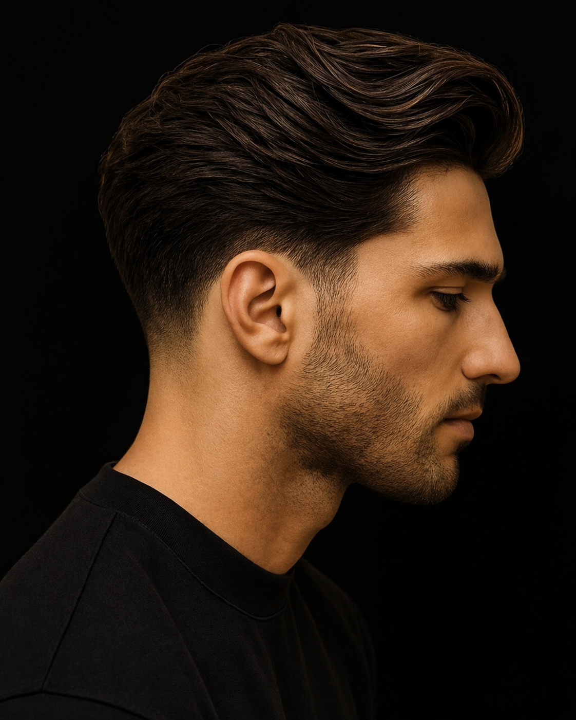 Skin fade haircut profile at Empire Barbershop Amsterdam West