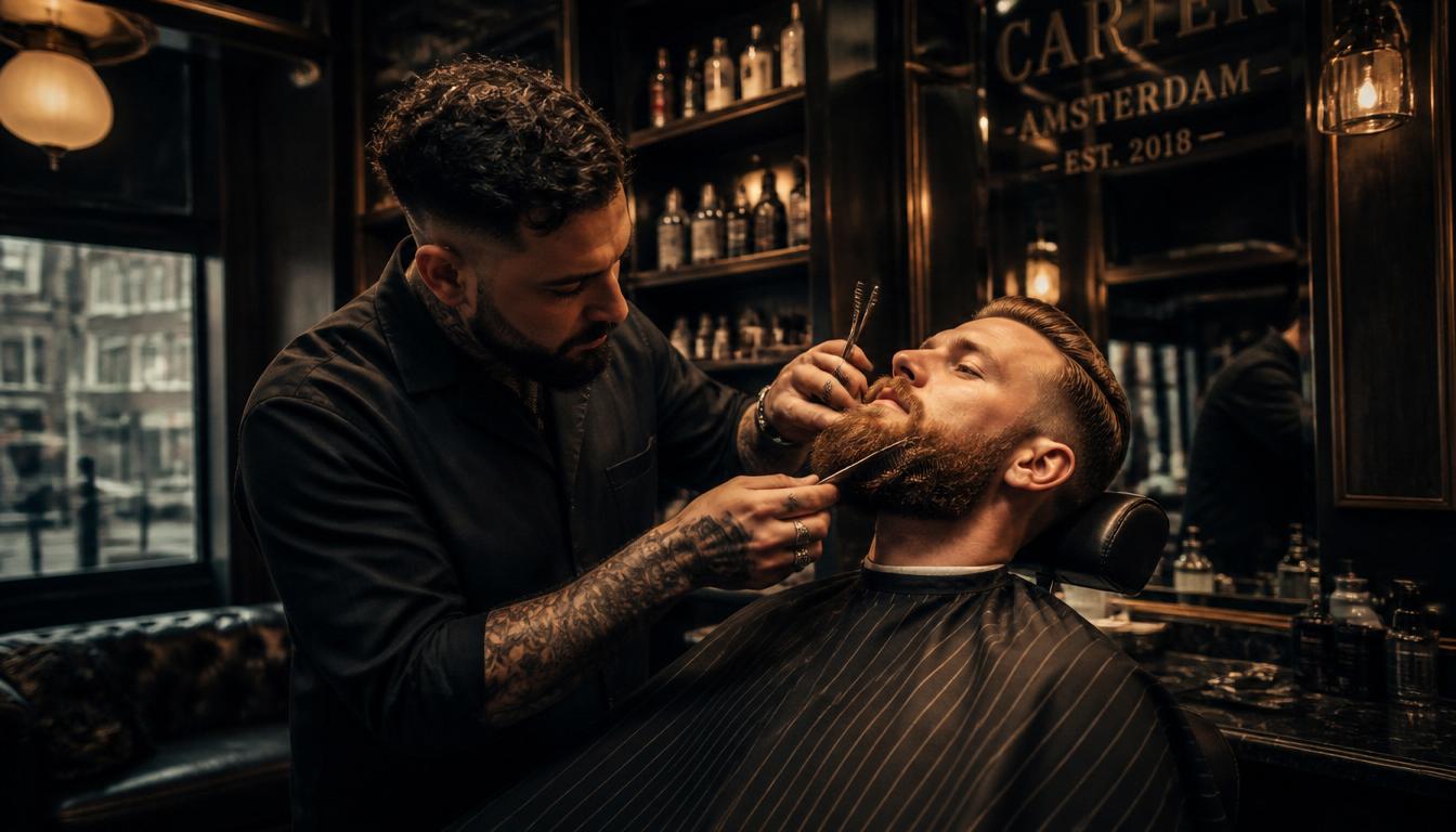 Professional beard grooming in a luxury Amsterdam barbershop